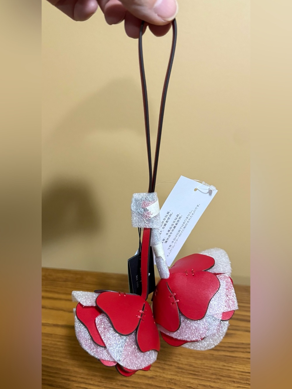 Kate Spade Red Leather 3D Flowers Bag Charm - NWT